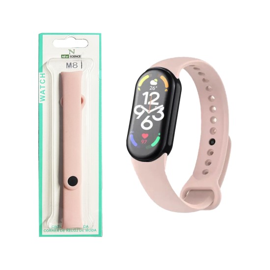 Bracelete de Silicone para Smartwatch Xiaomi Mi Band 8 Rosa